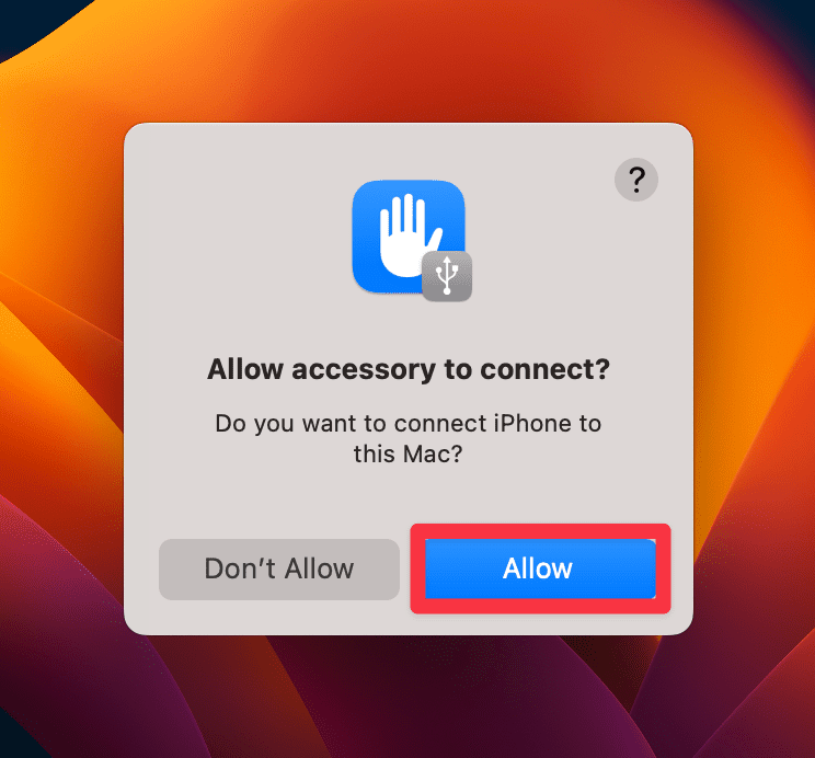 Allow accessory to connect