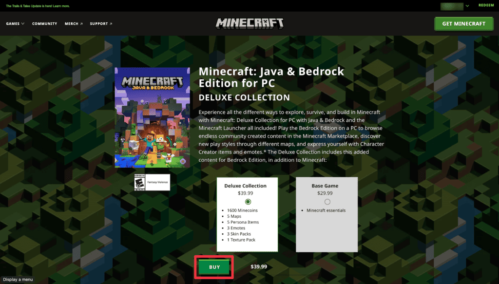 Purchasing Minecraft