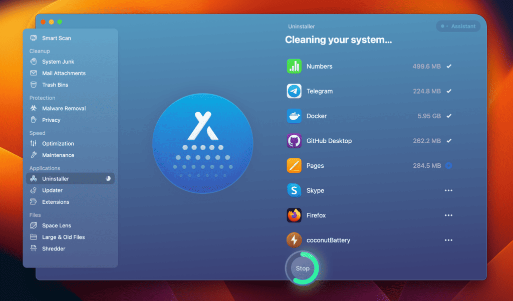 CleanMyMac X cleaning your system