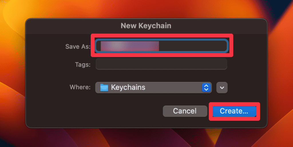 Create New Keychain