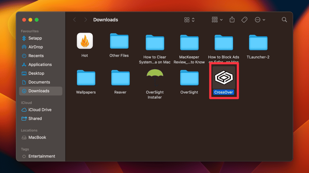 CrossOver Installer in Mac
