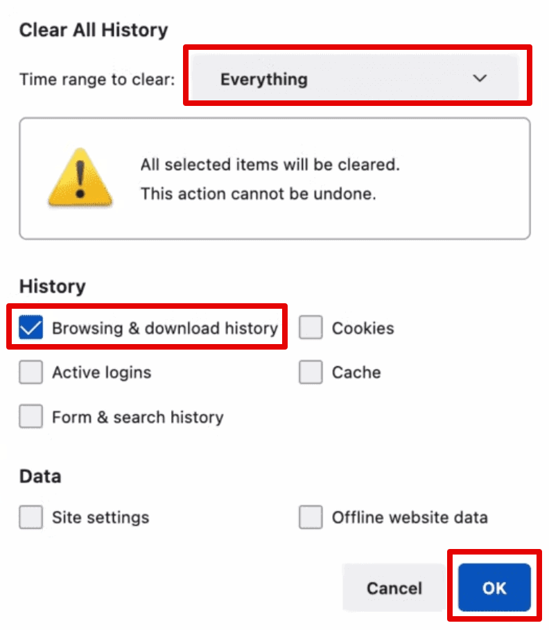 Delete Search History on Firefox