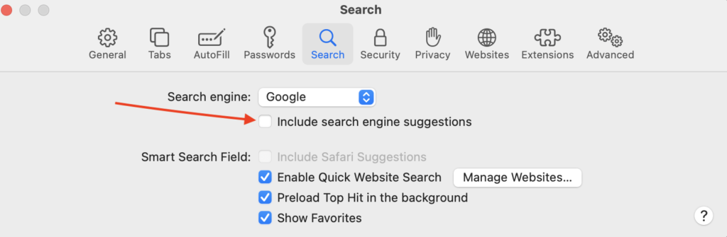  turn off search suggestions