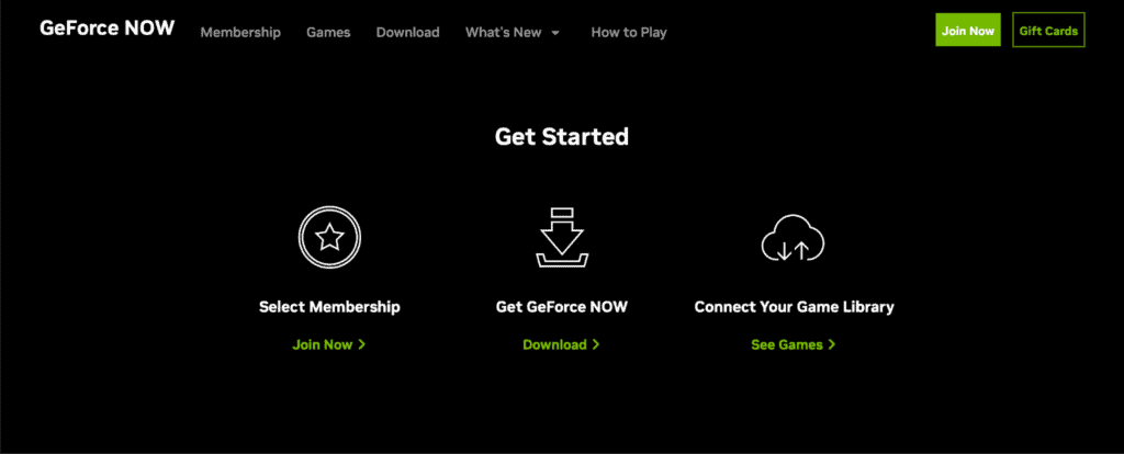 GeForce NOW Website