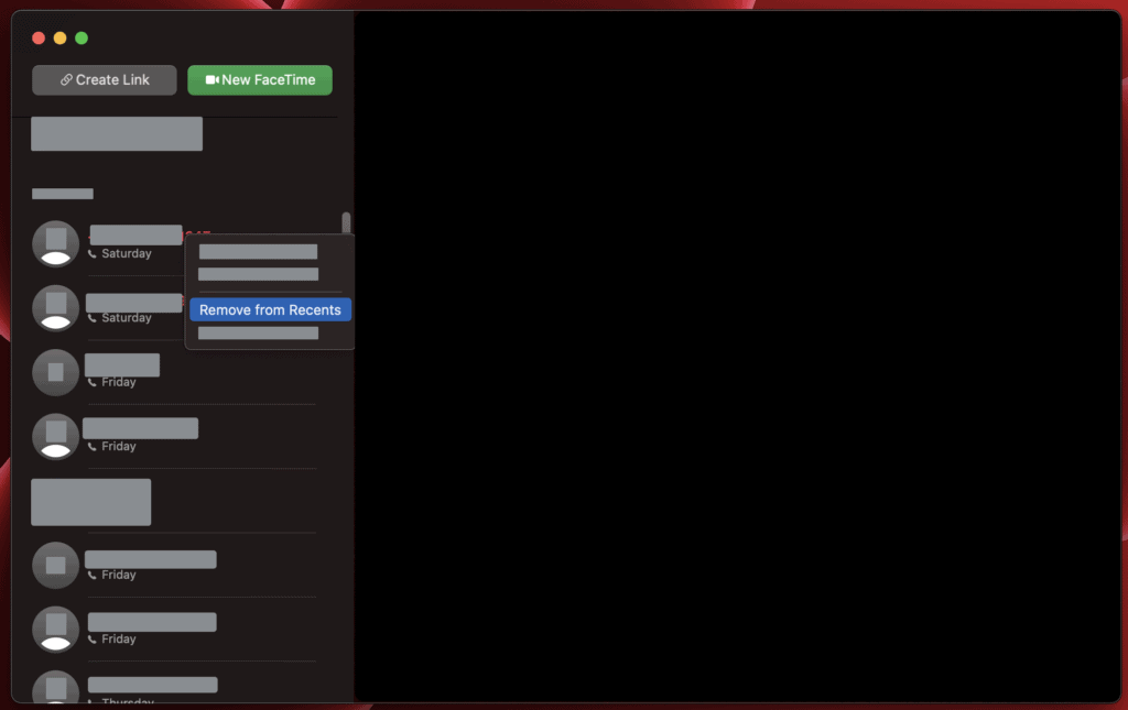 How can I delete FaceTime Calls on a MacBook