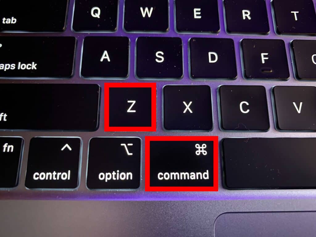 Keyboard Shortcut command z