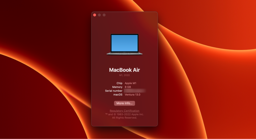 Macbook Air's details