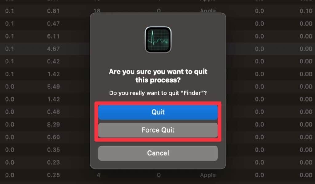 Quit and Force Quit Options