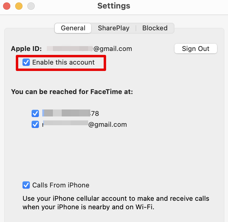 Uncheck the box beside Enable this account option