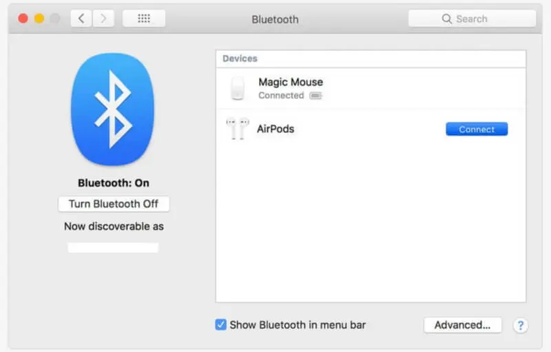 Bluetooth connectivity settings