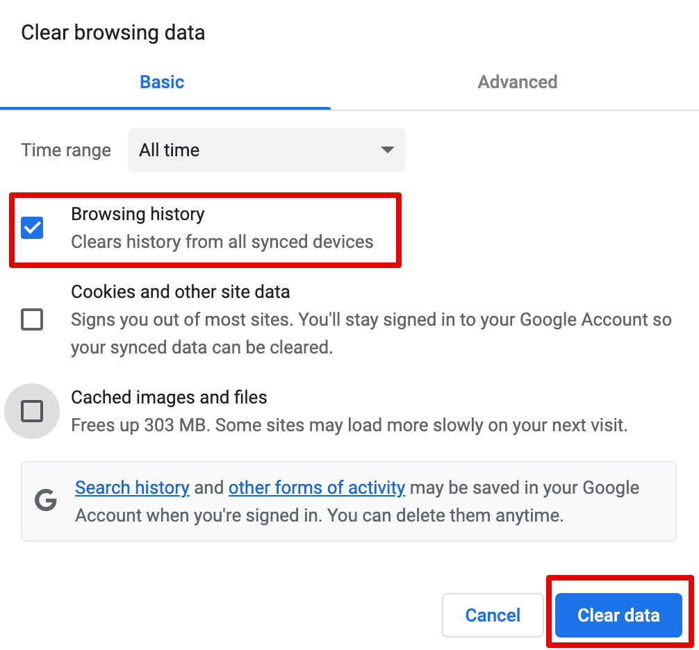 choose Clear Data to delete chrome history on mac
