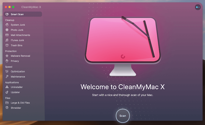 CleanMyMac X interface principale