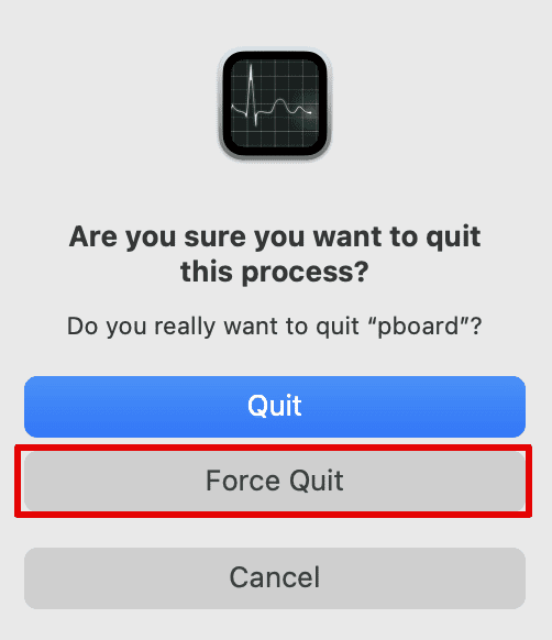 click on Force Quit to confirm