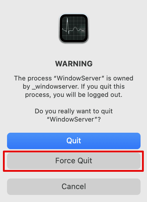 Click on Force Quit to confirm