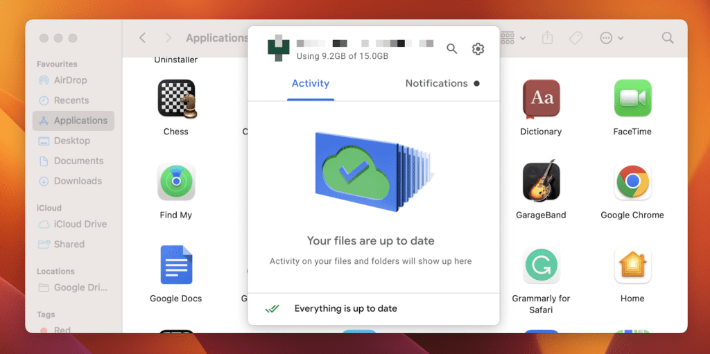  double-click the Google Drive icon