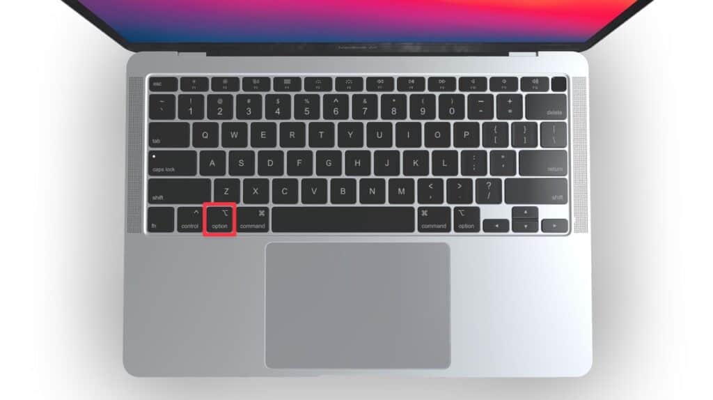 Hold Option key
