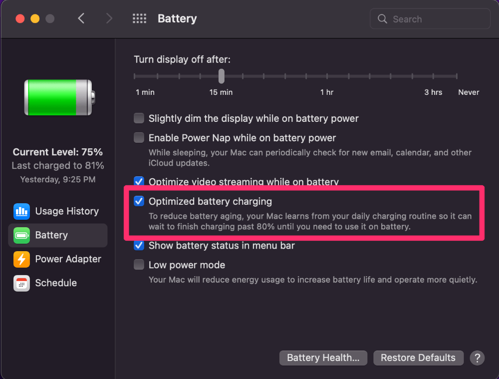 Optimized battery charging