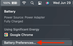select Battery Preferences