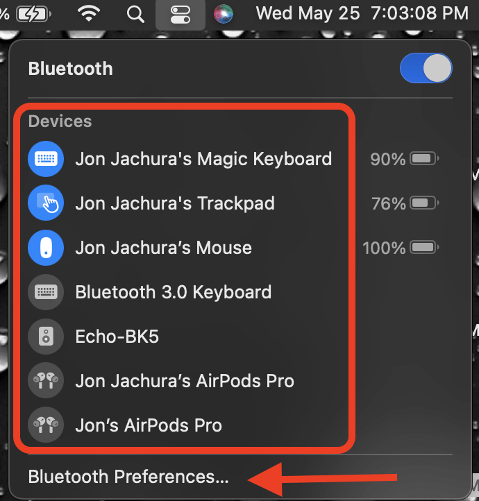 Click on Bluetooth Preferences