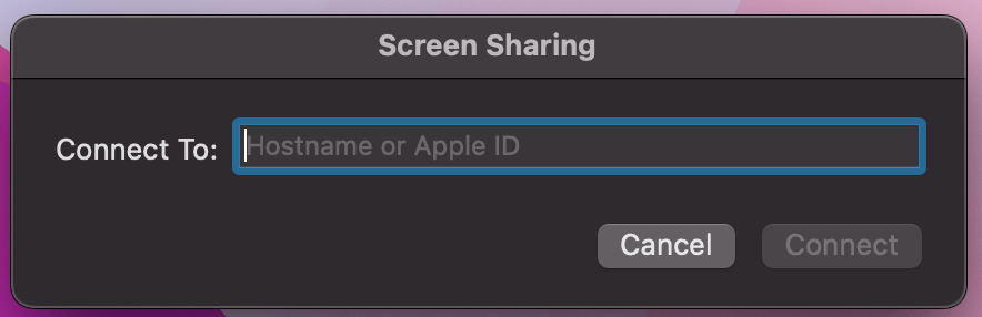 Screen Sharing- Type the Apple ID