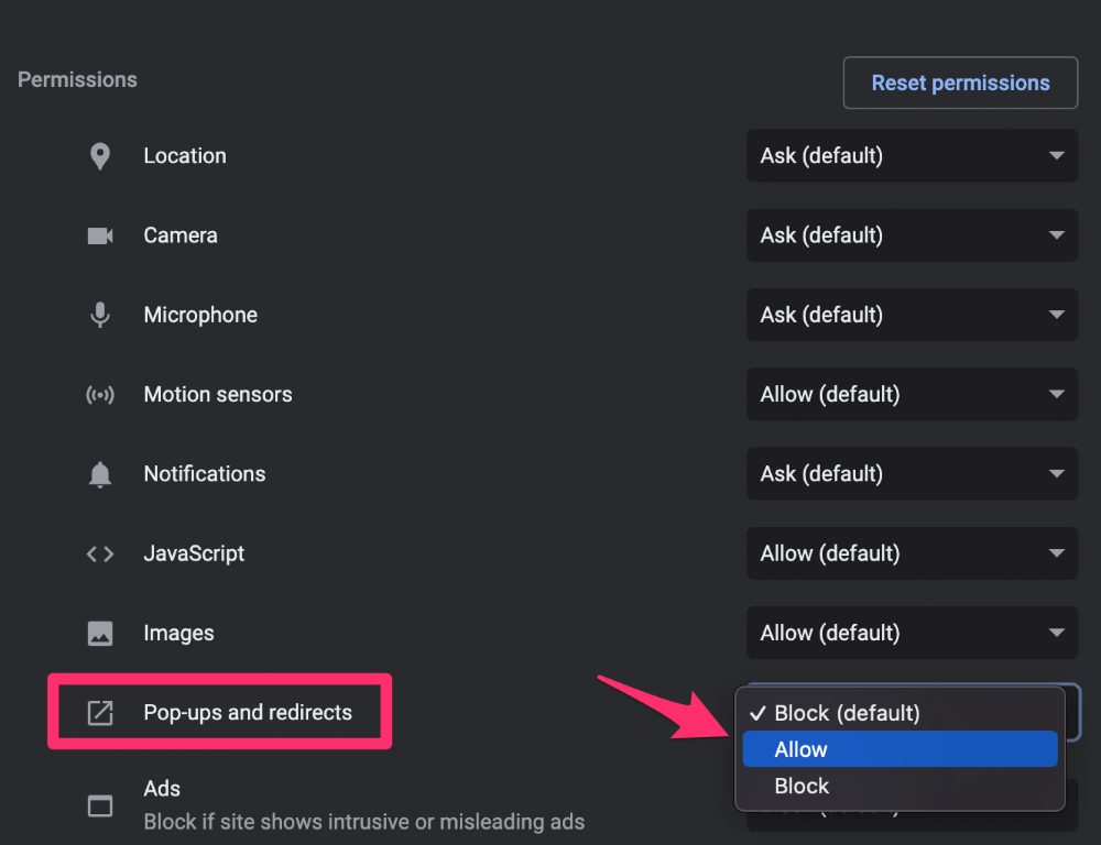  Allow from the dropdown list of options