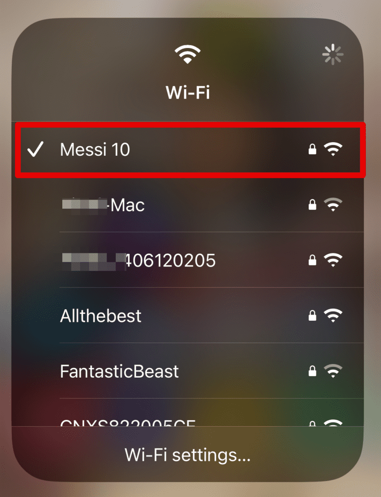 Select the wifi network