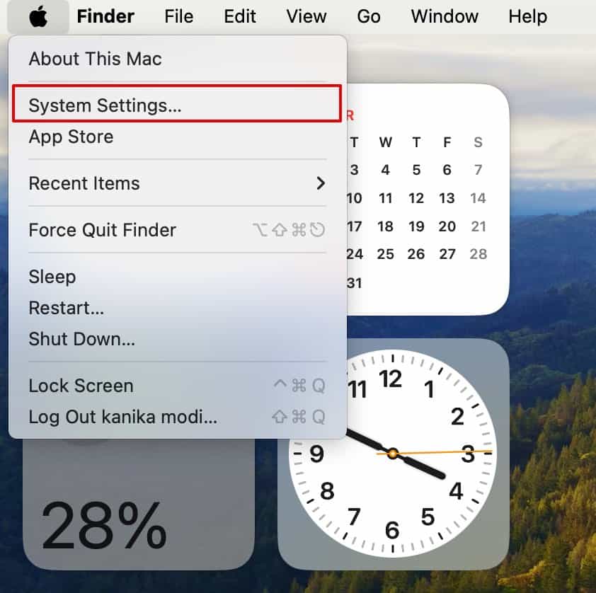 Open the Apple menu at the top and choose System Settings