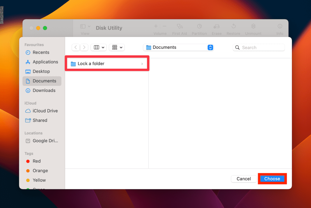 Choosing the folder to add Password Protection Choosing the folder to add Password Protection