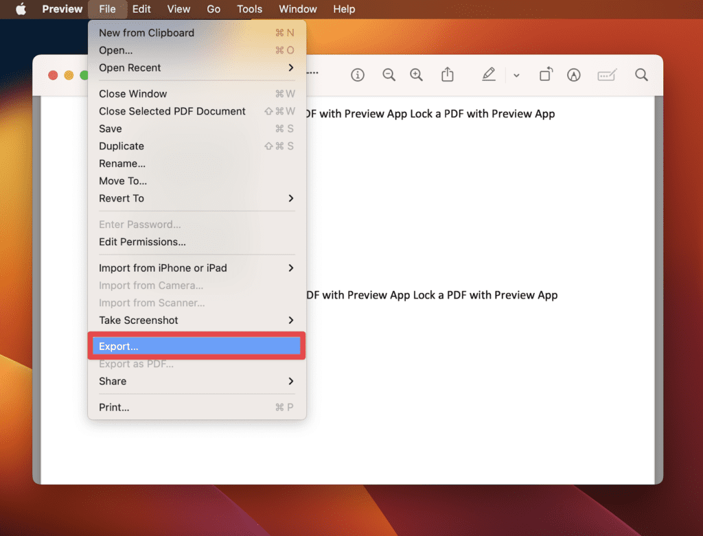 Export option in the Top menu bar Export option in the Top menu bar