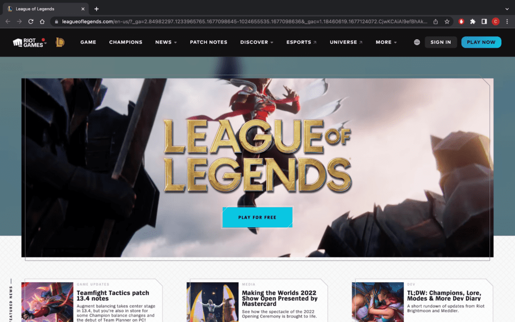 Go to the League of Legends Website