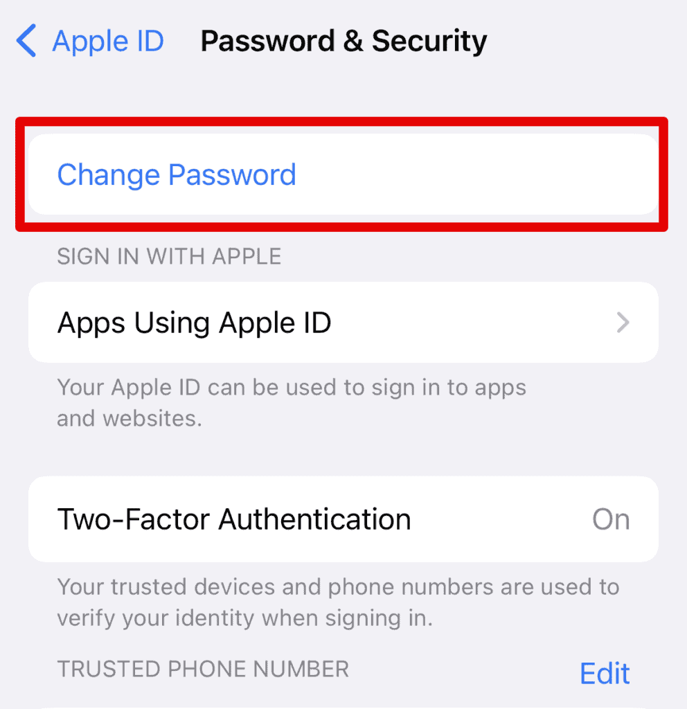 Click on Change Password
