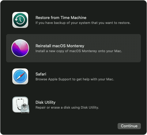 Reinstall macOS Option