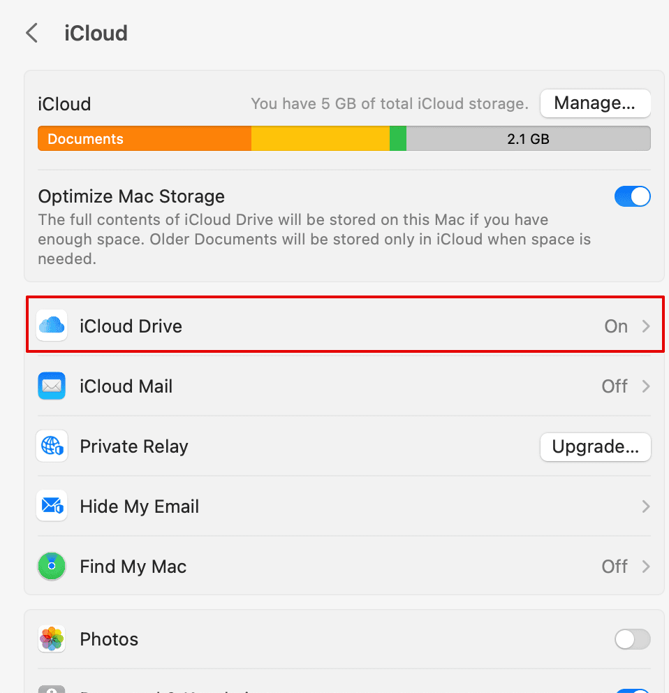 Turn on iCloud.