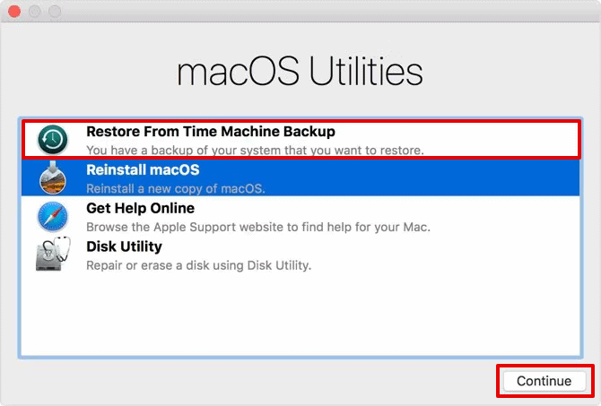 Restore from Time Machine Backup