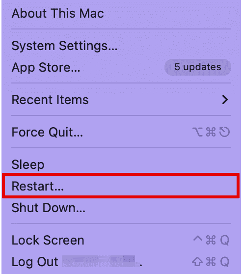 Restarting your Mac