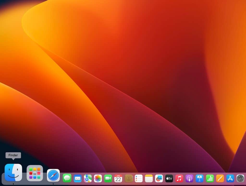 Open Finder by clicking its icon in the Dock