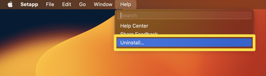 click the Uninstall option