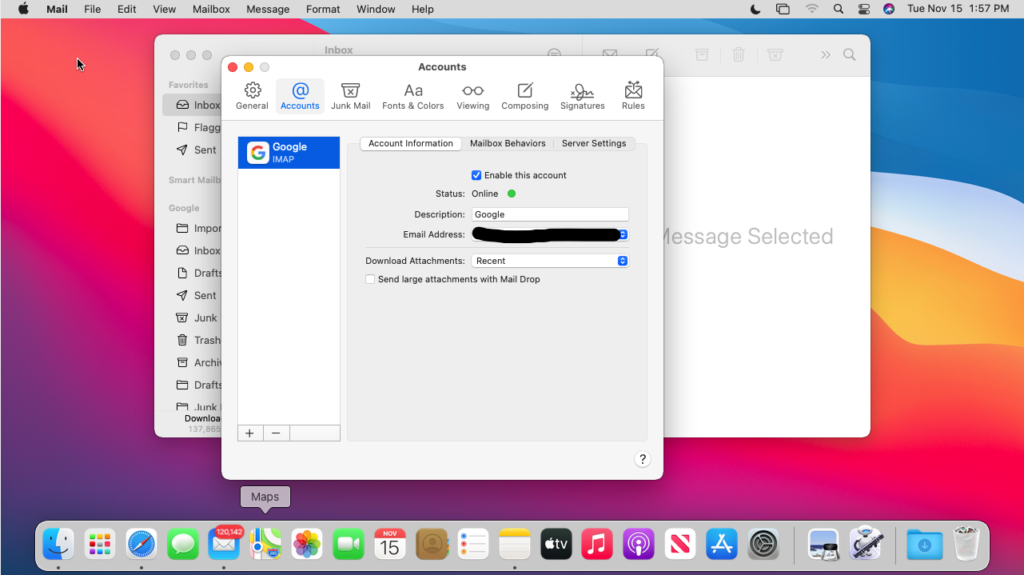 Delete Email Accounts on Mac - Click the “-” Button