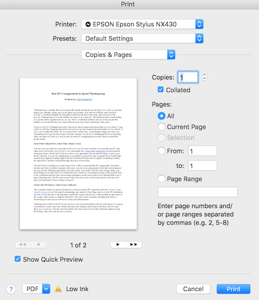 print selection on macbook pro print selection on macbook pro