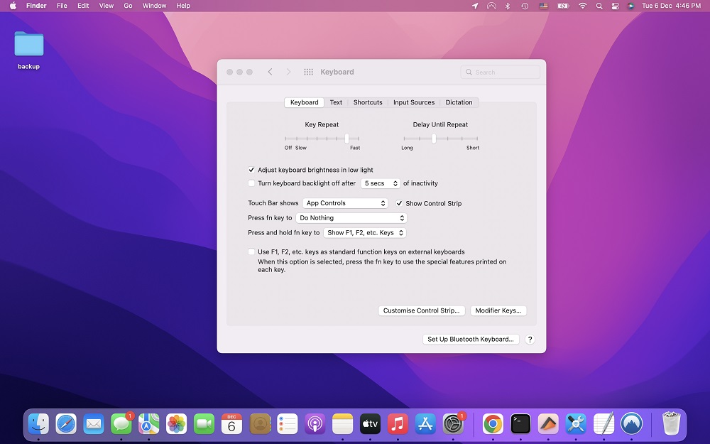 keyboard setting in mac