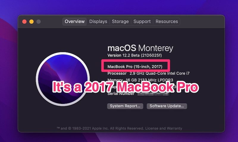how do i find my macbook pro year