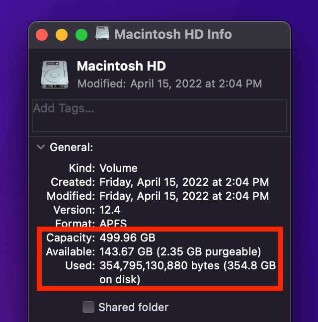 Macintosh HD Info