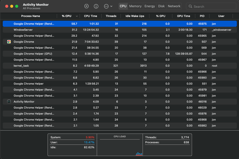 Double click the Activity Monitor