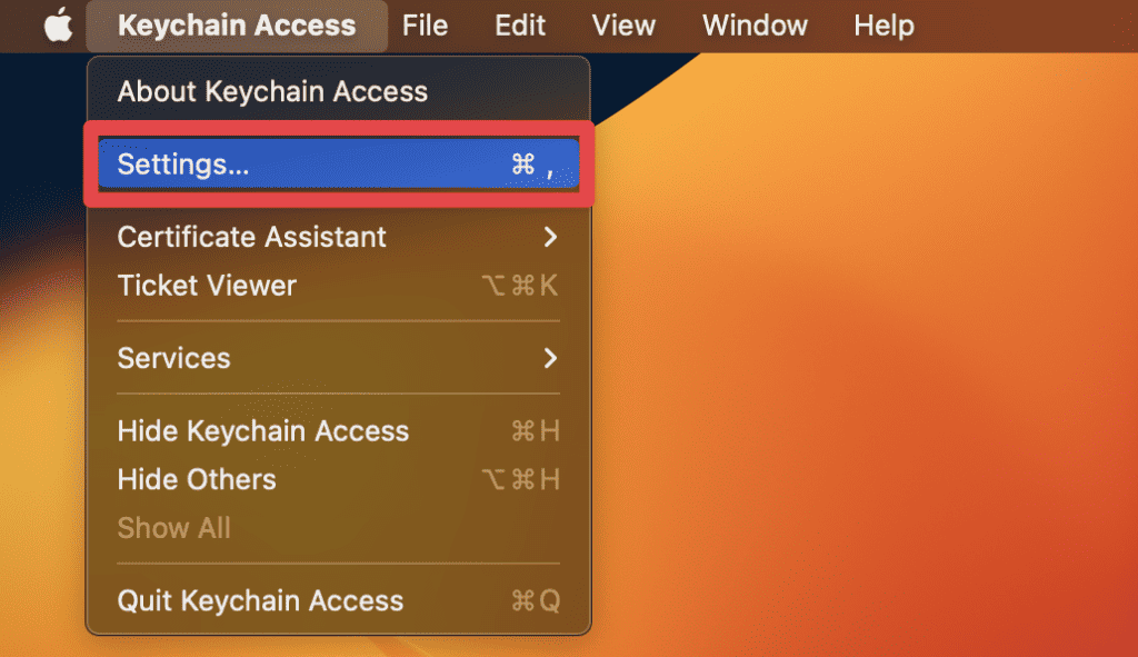 Keychain Access in Menu Bar 