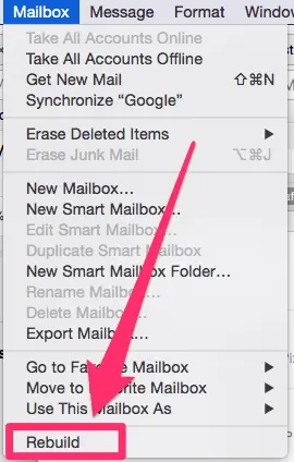 Navigate to Mailbox > Rebuild