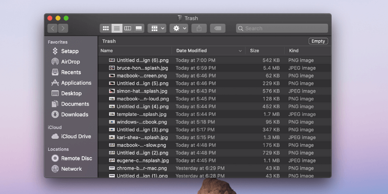 how to look at trash in time machine on mac