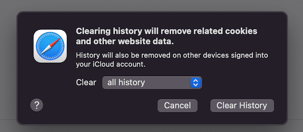 safari keeps freezing mac clear the most amount of history