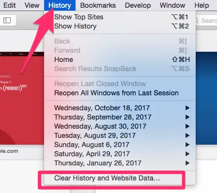  Clear History and Website Data