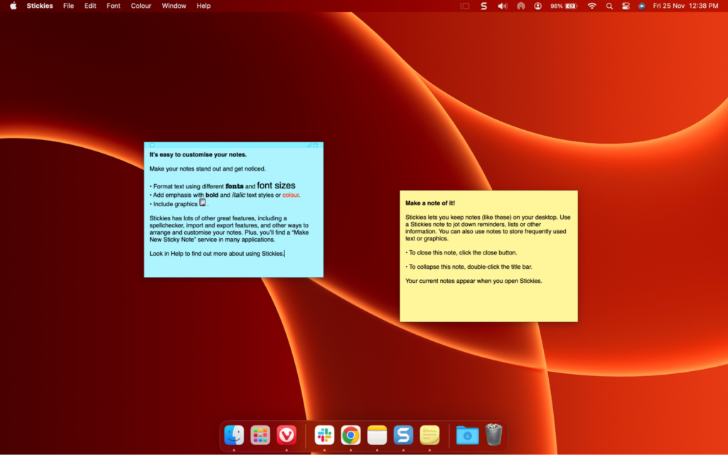 two sticky notes on Mac
